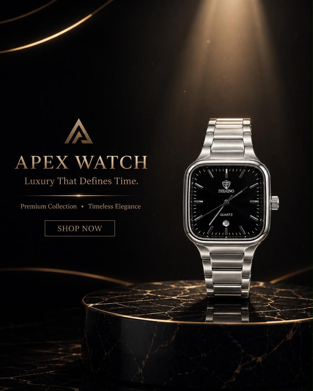 Apex Stainless Steel Black Dial Luxury Watch