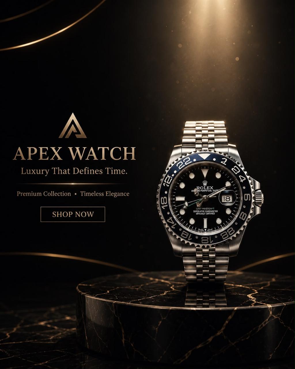 Apex GMT Stainless Steel Black Luxury Watch