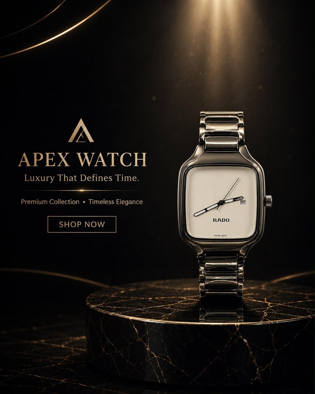 Apex Silver Stainless Steel White Dial Luxury Watch